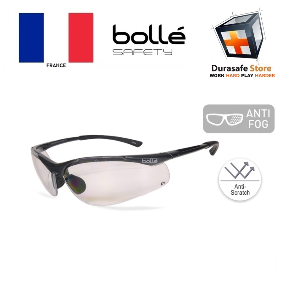 BOLLE 1615501A Sidewinder Safety Glasses Clear AntiScratch/AntiFog