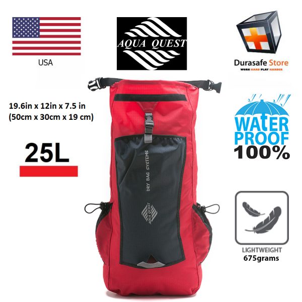 Aqua Quest Sport 100 Waterproof 25l Backpack Red Thailand Best Work Wear And Sports Wear 
